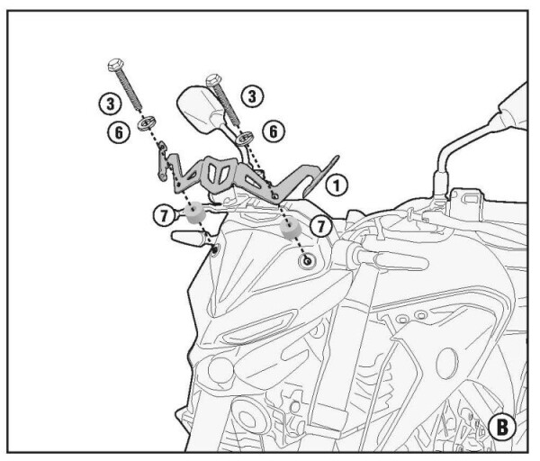 A2151A montážní sada pro Yamaha MT-03 321 (20-25) pro plexi 4128S