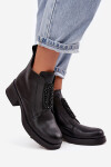 Kožené dámské kotníkové boty na klínu s ozdobou D a JC52-869 Černé 37