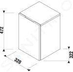 JIKA - Cubito Nízká skříňka, 320x322x472 mm, panty vlevo, bílá H43J4201105001