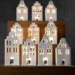 Räder Porcelánový svícen domeček Townhouse 10,5 cm, bílá barva, porcelán