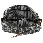 Trendová koženková dámská crossbody Julo, leopard šedá/černá