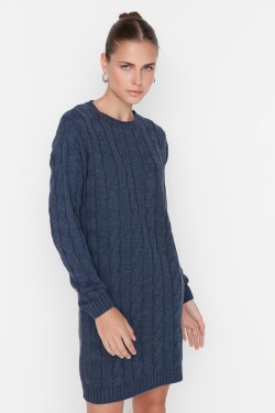 Trendyol Námořnická modrá pletená pletená svetrová šaty