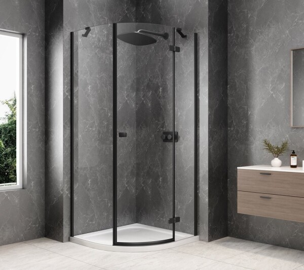 POLYSAN - GLOBE BLACK čtvrtkruhový sprchový kout 800x800, čiré sklo, pravé GB2680RB
