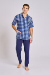 Taro Sammuel 3183 pyžamo kr/r M-2XL pánské pyžamo na zip modrá XL