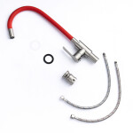 VELAZO - Kuchyňská baterie s flexibilním výtokem červená/ ocel VELAZ8105SR