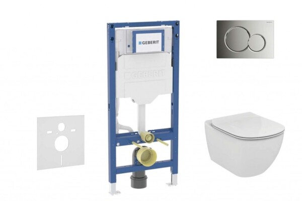 GEBERIT - Duofix Set předstěnové instalace, klozetu Tesi a sedátka, tlačítko Sigma01, lesklý chrom SANI11CD1117