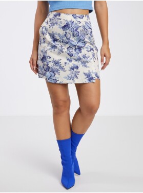 Modro-krémová dámská květovaná sukně/kraťasy VILA Porcelina Dámské