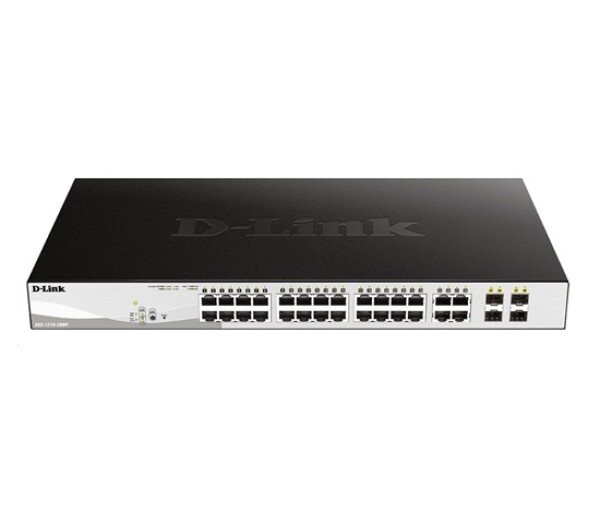 D-Link DGS-1210-28MP 28-port Gigabit Smart+ PoE Switch, 24x GbE PoE+, 4x RJ45/SFP, PoE 370W EDF_385523
