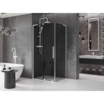 MEXEN/S - Velar L sprchový kout, posuvné dveře 120 x 80, grafit, bílá 871-120-080-43-20