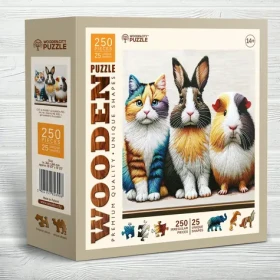 WOODEN CITY Dřevěné puzzle Kočka, králík a morče