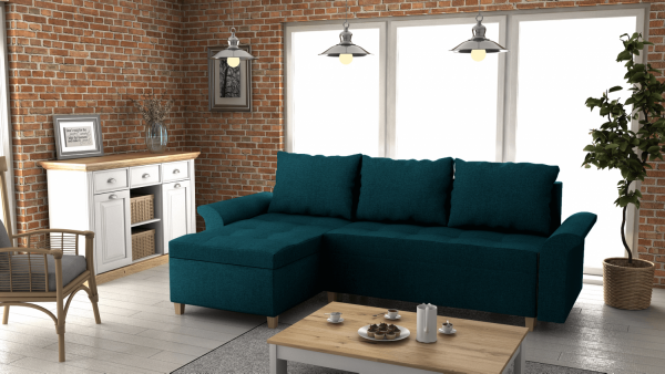 FRONTI Rohová rozkládací sedačka LENOX tyrkysová - MALMO 85 17418