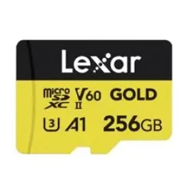 Lexar Gold microSDXC 256 GB / V60 / U3 / A1 / Rychlost čtení až: 280 MBs / Rychlost zápisu až: 180 MBs (LMSGOLD256G-BNNNG)