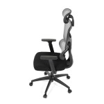 Kancelářská židle, šedá síťovina, černý plast, kolečka na tvrdé podlahy