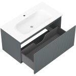 MEXEN/S - Rivel koupelnová skříňka 90 cm s umyvadlem Vela, 1 šuplík, reliéf , grafit mat/bílá mat 91A20-09047-1-BF66-W23M01