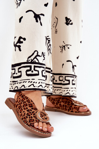 Ploché Sandály S Dekorací Pantera Hnědé Haliones 40