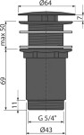 Alcadrain Výpust umyvadlová 5/4" celokovová, velká neuzavíratelná zátka, pro umyvadla bez přepadu, černá-mat A396BLACK A396BLACK