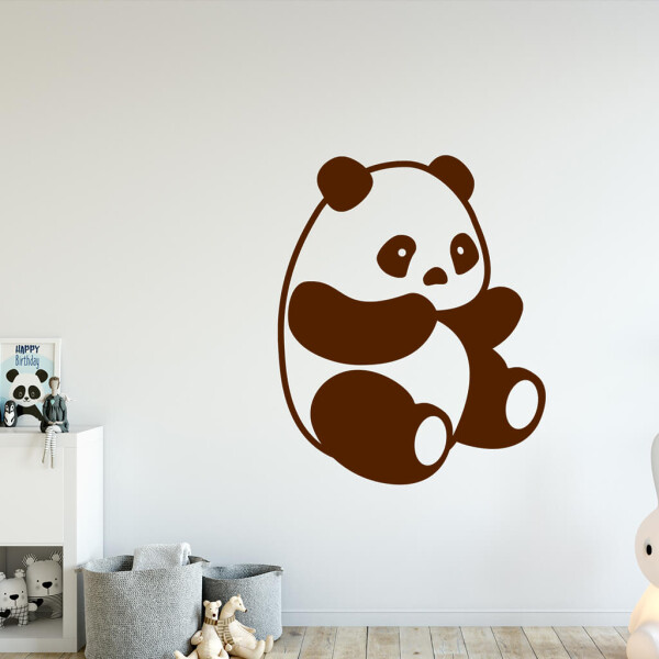 Samolepka Roztomilá panda Barva: hnědá, Velikost: 100 x 80 cm