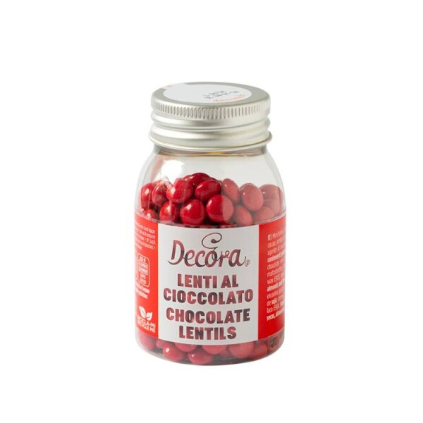 Decora čokoládové mini lentilky červené (80 g)