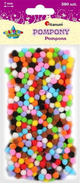 Titanum Bambulky pompom 7 mm, mix barev, 380 ks