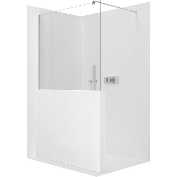 CERANO - Sprchová zástěna Walk-in Onyx Half Round L/P - 8 mm - kulatá vzpěra - chrom, transparentní sklo - 120x100 CER-681604