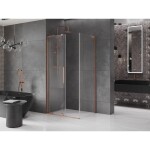 MEXEN/S - Velar L sprchový kout, posuvné dveře 120 x 110, transparent, měď kartáčovaná 871-120-110-03-65