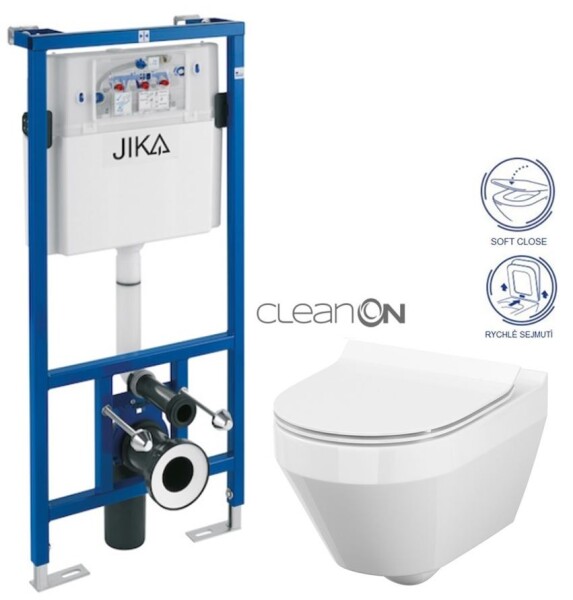 JIKA předstěnový instalační systém bez tlačítka + WC CERSANIT CLEANON CREA OVÁL + SEDÁTKO H895652 X CR1