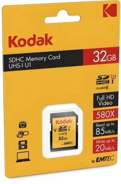 Kodak Premium SDHC karta 32GB / UHS-I U1 / Class 10 / V10 / R: 90MB/s / W: 25MB/s (EKMSD32GHC10K)