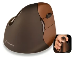 Evoluent VerticalMouse 4 Small černá, hnědá / Ergonomická bezdrátová myš / 2.4 GHz / 6 tlačítek / pro praváky (BNEEVR4SW)