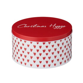 Ib Laursen Kulatá plechová dóza Christmas Hygge, červená barva, kov