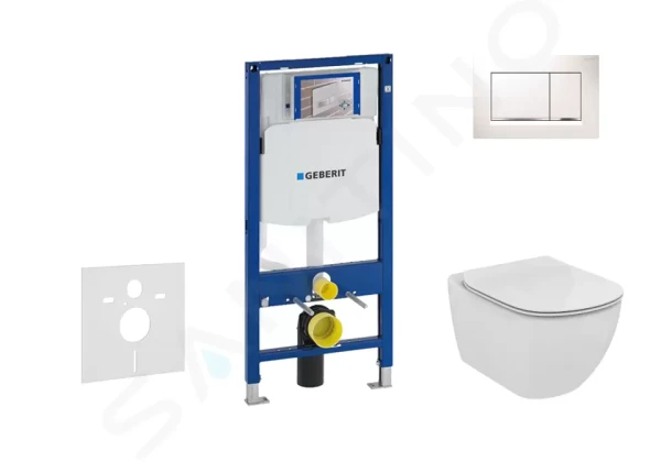Geberit Set předstěnové instalace, klozetu a sedátka Ideal Standard Tesi, tlačítka Sigma30, bílá/chrom 111.300.00.5 NF5
