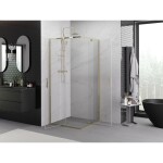 MEXEN - Exo čtvercový křídlový sprchový kout 80 x 80, transparent, zlato 8110-080-080-50-00