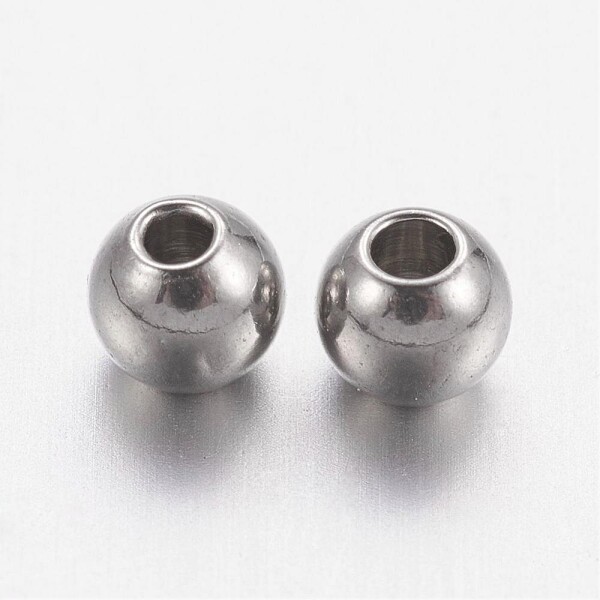 Korálek z nerezové oceli - platinový - 3 x 3 mm - 1 ks