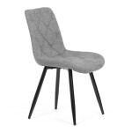 Židle jídelní, stříbrná látka, nohy černý kov