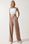 Happiness İstanbul Women's Biscuit Loose Palazzo Trousers