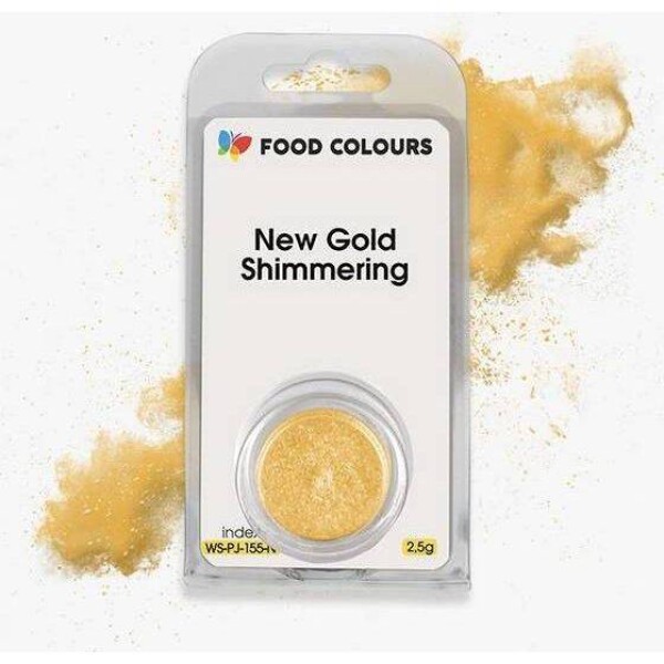 Jedlá prachová perleťová barva Food Colours New Gold Shimmering (2,5 g) Zlatá