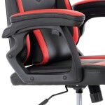 Herní křeslo, červená a černá ekokůže, houpací mechanika, opěrák 135°