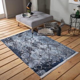 DumDekorace DumDekorace Fenomenální modrý vzorovaný koberec ve skandinávském stylu