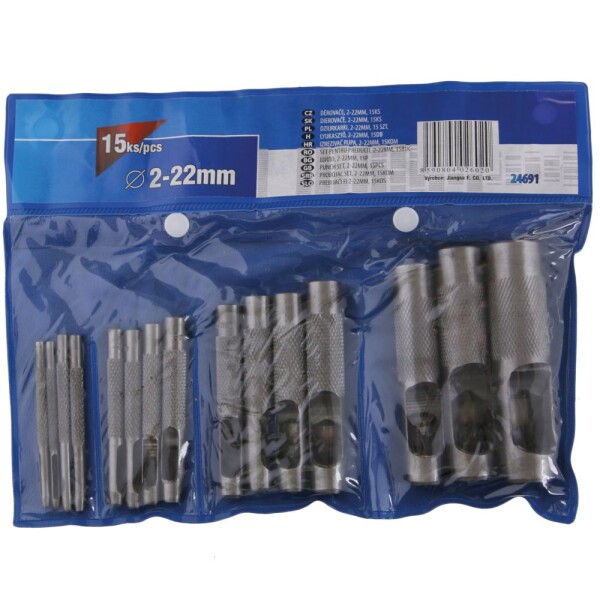 LEVIOR 24691 Děrovače kůže, 2 - 22mm, sada 15ks