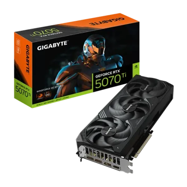GIGABYTE GeForce RTX 5070 Ti WINDFORCE OC SFF 16GB / 2300MHz / 16GB GDDR7 / 256-bit / 1x HDMI + 3x DP / 750W (16) (GV-N507TWF3OC-16GD)