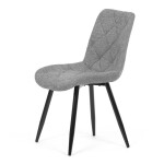 Židle jídelní, stříbrná látka, nohy černý kov