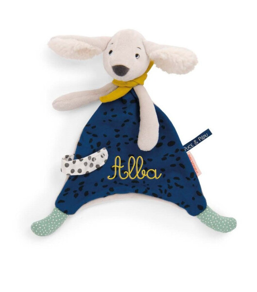 MOULIN ROTY Mazlící ubrousek pejsek modrý Puce & Pilou