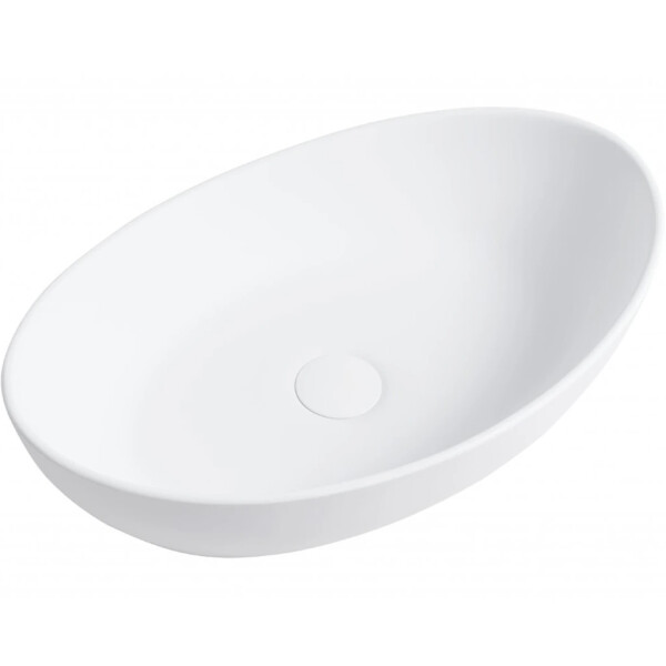 CERANO - Umyvadlo z litého mramoru Gaia - na desku - bílá matná - 55,5x35 CER-WB12