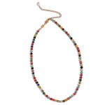 Korálkový náhrdelník bílé perly a přírodní kameny, chirurgická ocel, Barevná/více barev 40 cm + 7 cm (prodloužení)