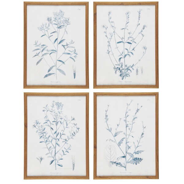 Ib Laursen Obraz v rámu Green Flower Motif 30 × 40 cm A, modrá barva, sklo, dřevo, papír