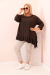 Dámská blůza Plus Size s bavlnou, kapsou a ohrnutým rukávem kiwi UNI