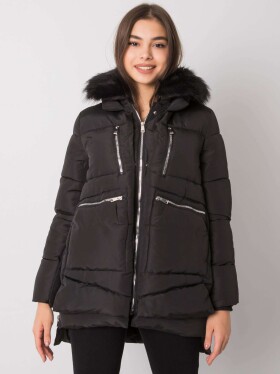 Dámská černá zimní bunda kapucí