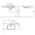 GEBERIT - Xeno 2 Umyvadlo 900x480 mm, otvor pro baterii, bez přepadu, s odkládací plochou vlevo, s KeraTect, bílá 500.535.01.1