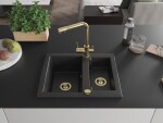 MEXEN/S - Carlos granitový dřez 1.5 včetně baterie Duero, černá/stříbrná metalik 6518-73-671600-50