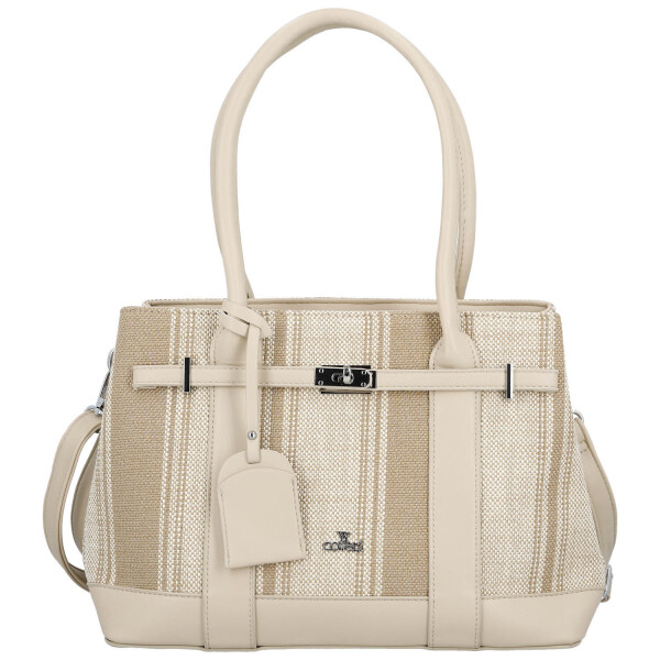 Luxusní dámská koženková kabelka do ruky Monica, taupe