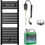 CERANO Koupelnový elektrický radiátorový set Donovan - 300W - černá matná - 1200x500 mm